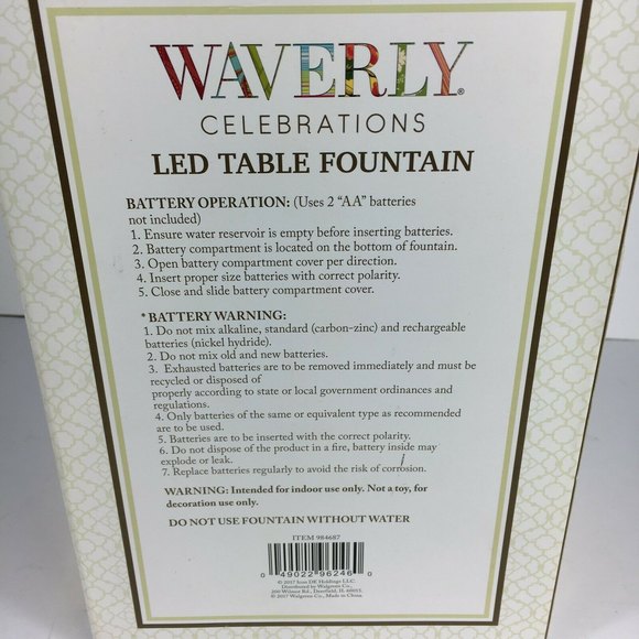 Waverly Celebrations LED Table Fountain Beautifully Lit by LED - Picture 4 of 6